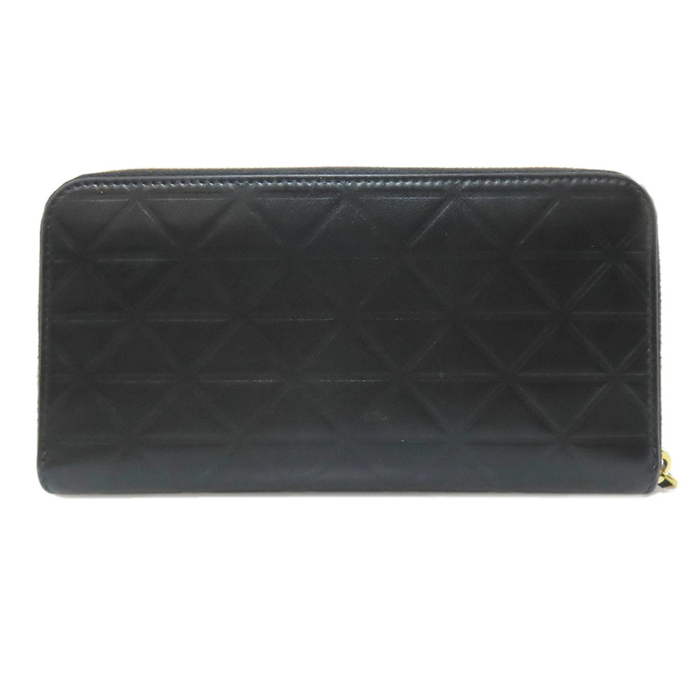 Prada Wallet Embossed Round Zipper Long Calfskin Black